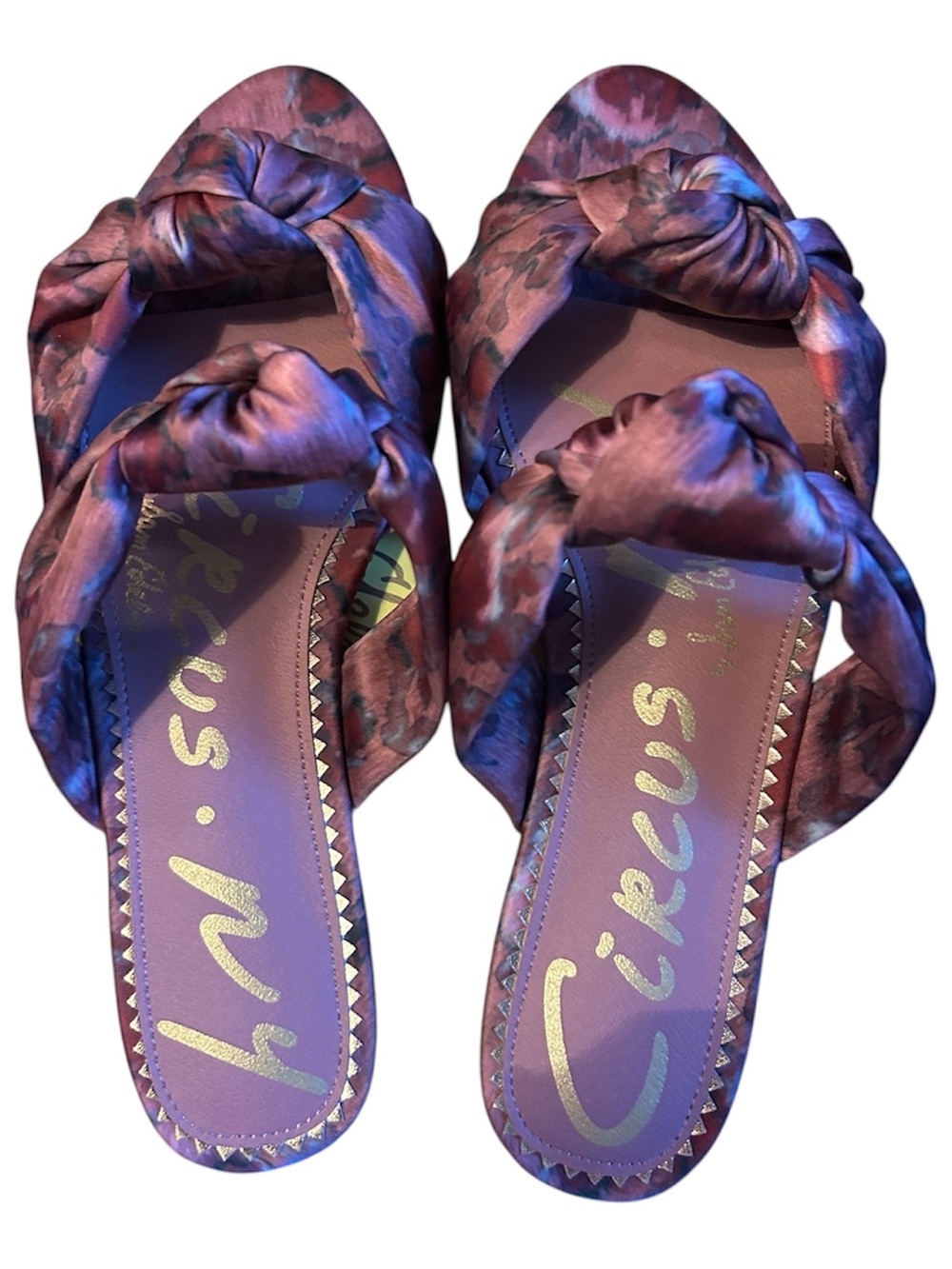 Circus by Sam Edelman Satin Purple Knot Slide Sandals